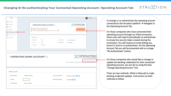 How To Change Connected Operating Bank Account